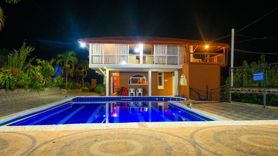 Hotel pool at night